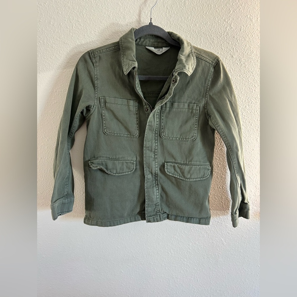 H&M Olive Green Canvas Shacket Girls Size 12